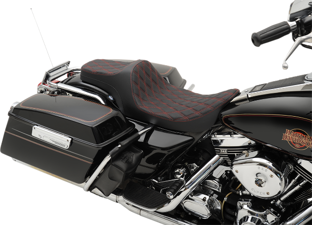 Drag Specialties Predator III Red Diamond Seat fits 1997-2007 Harley Touring