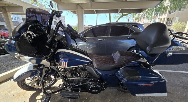 Saddlemen Step Up Extended Red Lattice Gelcore Seat for 2008-2024 Harley Touring