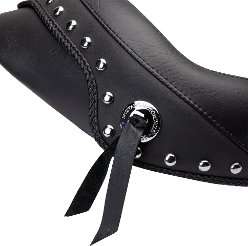 Mustang Wide Studded Solo Seat for 2004-22 Harley Sportster with 3.3 Gallon Tank