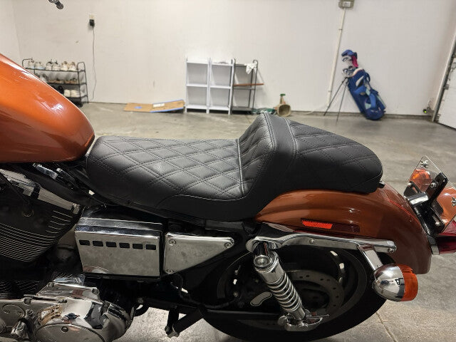 Saddlemen Step Up Lattice Stitch 2-Up Seat 1977-2003 Harley Sportster Models XL