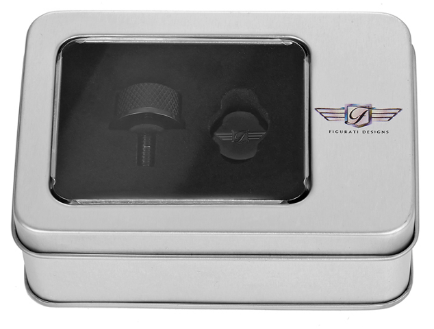 Figurati Designs Logo Black 1/4"-20 Seat Bolt Knob for 1965-2022 Harley Davidson