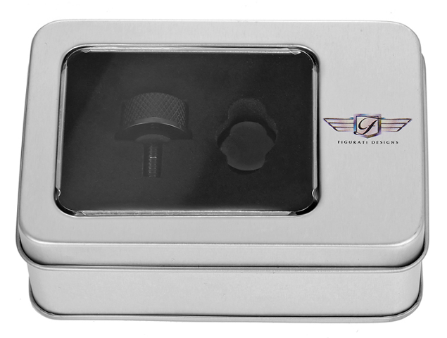 Figurati Designs Smooth Black 1/4"-20 Seat Bolt Knob for 1965-22 Harley Davidson