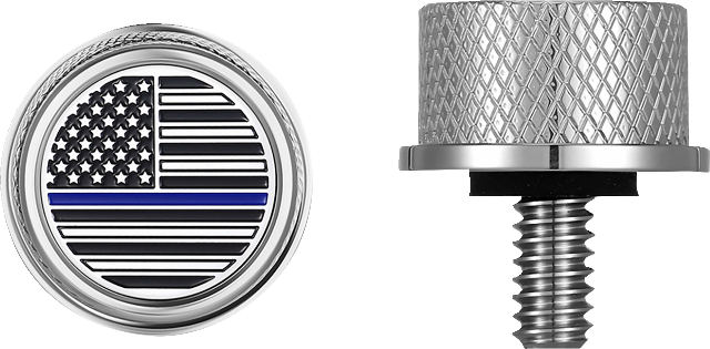 Figurati Blue Line USA Flag 1/4"-20 Seat Bolt Knob for 1965-22 Harley Davidson