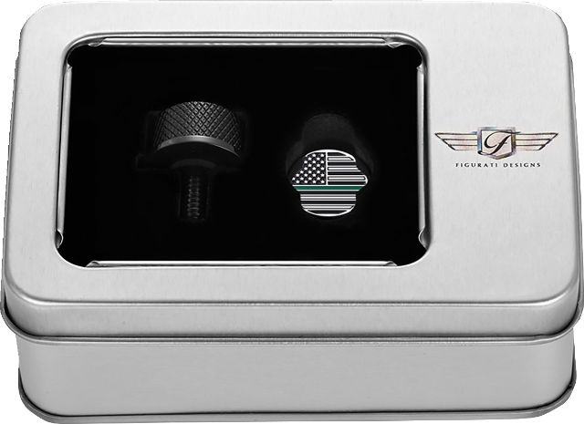 Figurati Green Line USA Flag Black 1/4"-20 Seat Bolt Knob for 1965-2022 Harley