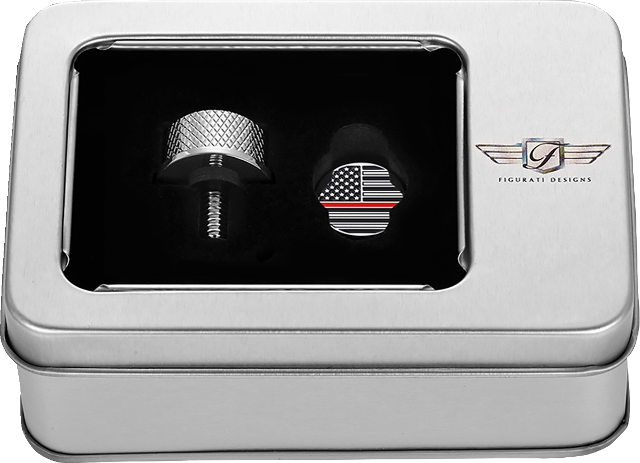 Figurati Red Line USA Flag 1/4"-20 Seat Bolt Knob for 1965-2022 Harley Davidson