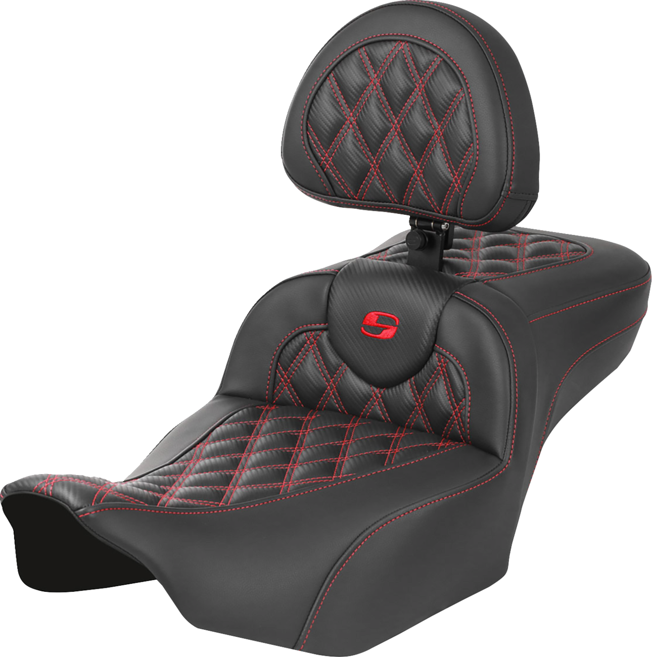 Saddlemen Roadsofa Red Lattice Extended Gel Seat & Backrest 23-25 Harley Touring