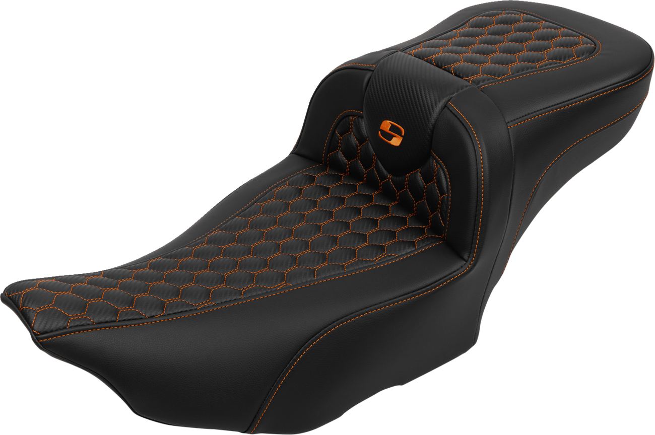 Saddlemen Roadsofa Orange Honeycomb Extended Seat Backrest 23-25 Harley Touring