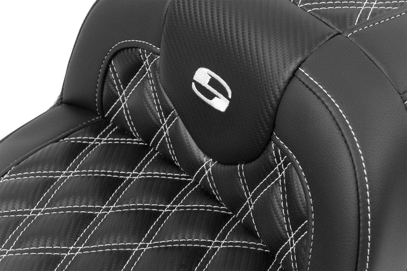 Saddlemen Roadsofa Carbon Fiber White Lattice Gel Seat 2023-2025 Harley Touring
