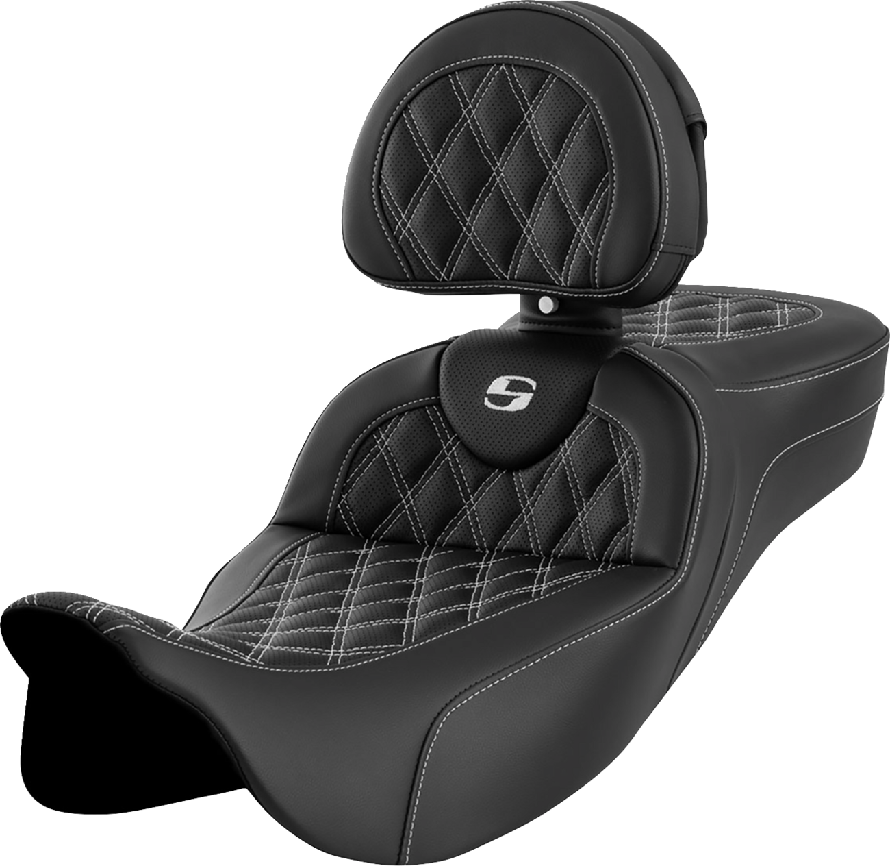 Saddlemen Roadsofa White Lattice Extended Seat & Backrest 2008-24 Harley Touring