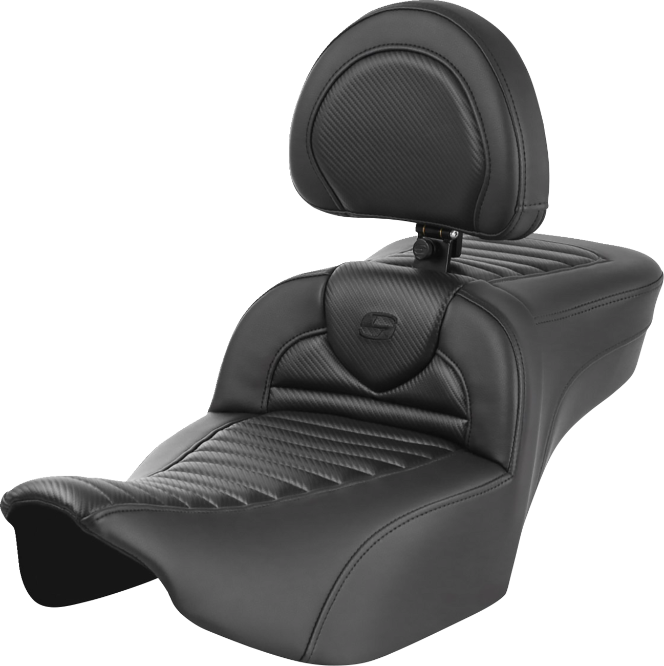 Saddlemen Roadsofa Carbon T&R Extended Gel Seat w/ Backrest 23-25 Harley Touring