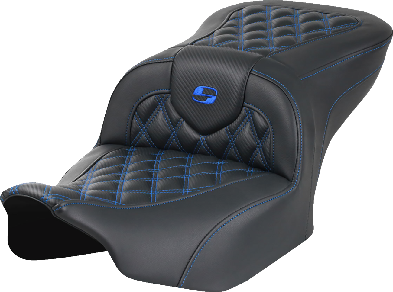 Saddlemen Roadsofa Carbon Fiber Blue Lattice Gel Seat 2023-2025 Harley Touring