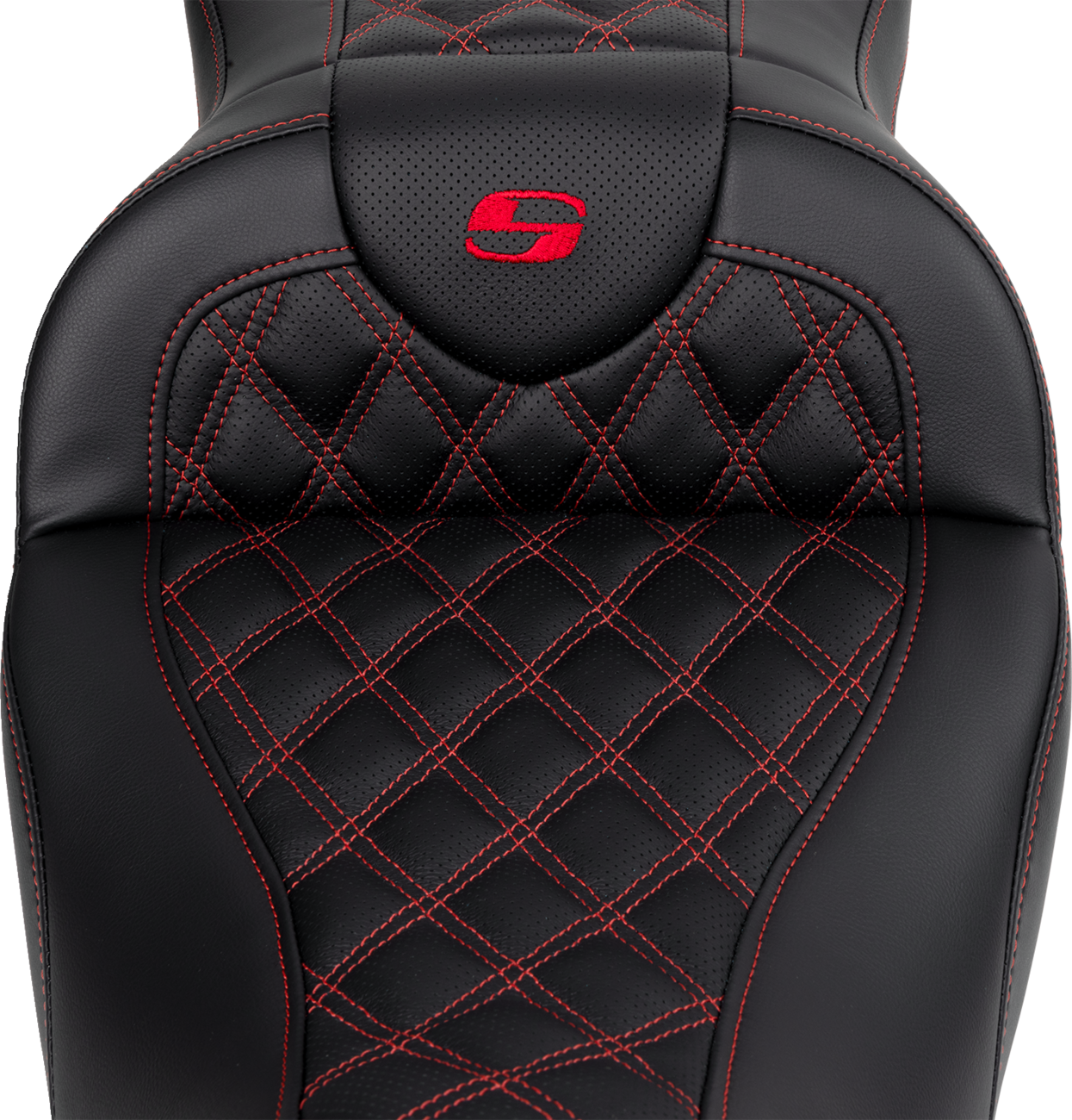 Saddlemen Roadsofa Red Lattice Gel Seat w/ Backrest for 2008-2024 Harley Touring