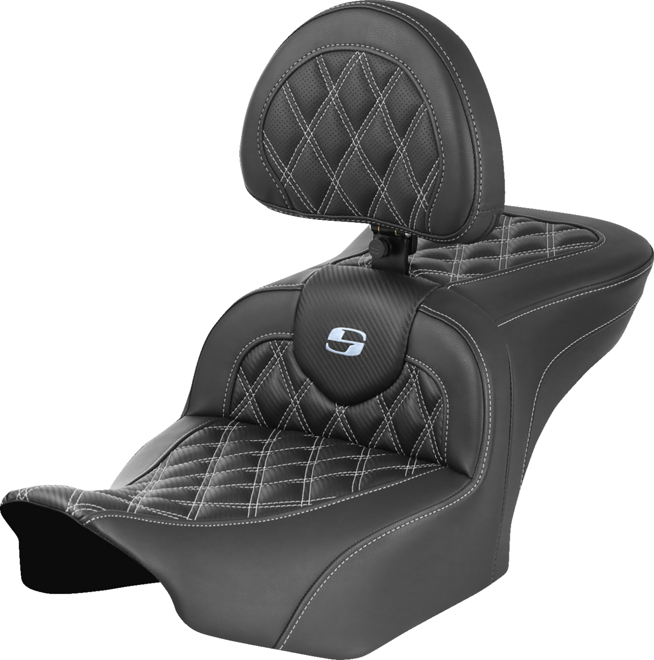 Saddlemen Roadsofa Silver Carbon Lattice Seat & Backrest 2023-25 Harley Touring