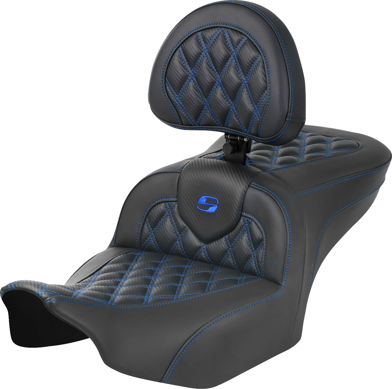 Saddlemen Roadsofa Blue Carbon Lattice Gel Seat w/ Backrest 23-25 Harley Touring