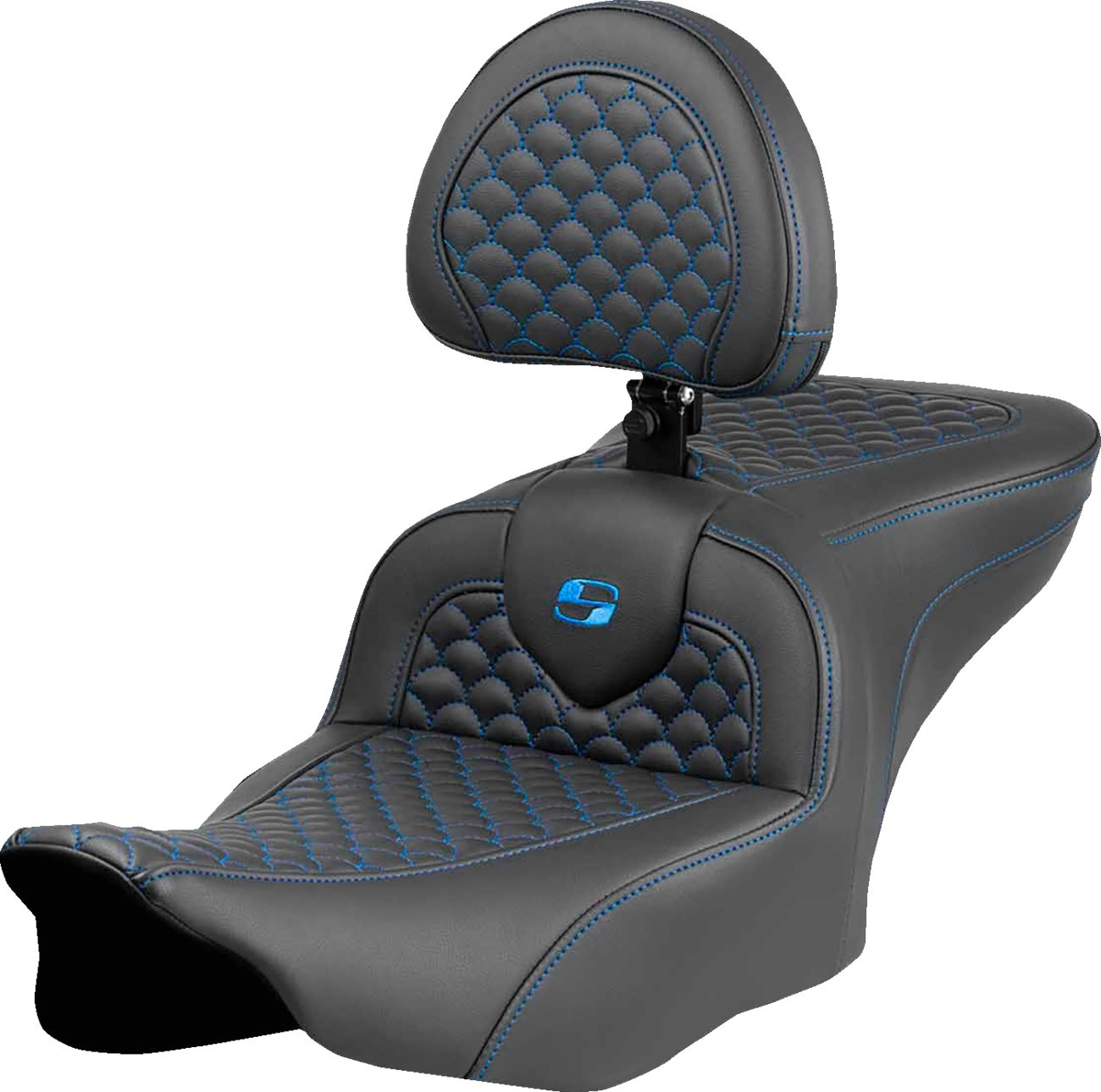 Saddlemen Roadsofa Blue Stitch with Backrest Seat fits 2023-2025 Harley Touring
