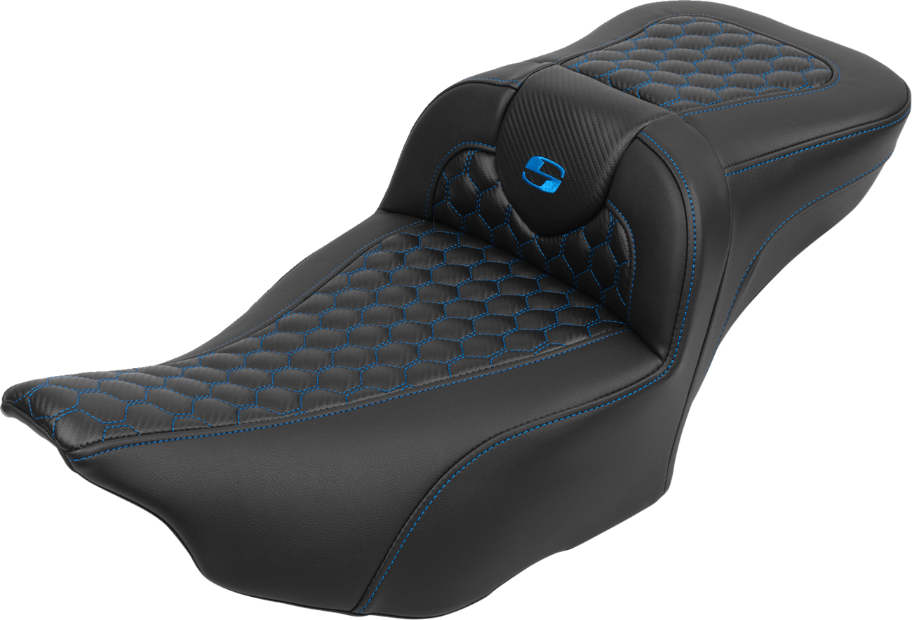 Saddlemen Roadsofa Blue Honeycomb Extended Gel Seat for 2023-2025 Harley Touring