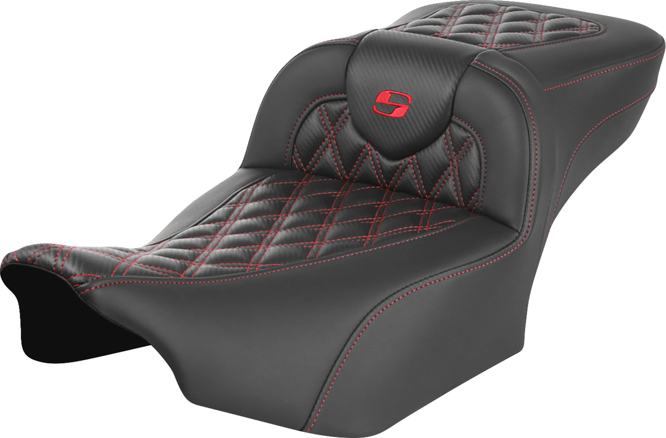 Saddlemen Roadsofa Red Lattice Carbon Extended Gel Seat for 23-25 Harley Touring
