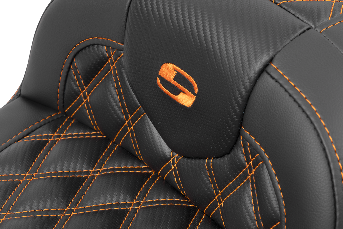 Saddlemen Roadsofa Carbon Fiber Orange Lattice Gel Seat 2023-2025 Harley Touring