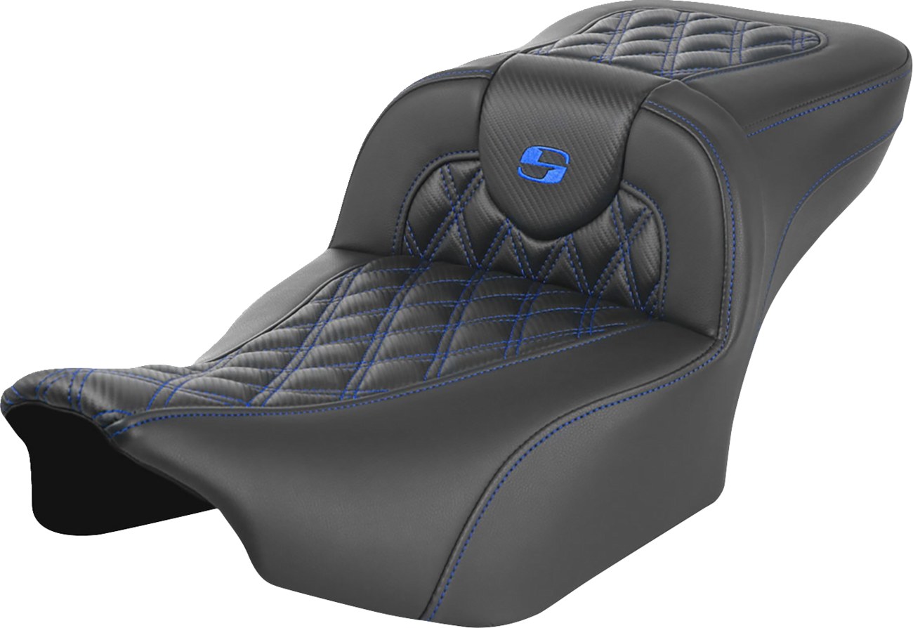 Saddlemen Roadsofa Blue Lattice Carbon Extended Gel Seat 2023-25 Harley Touring