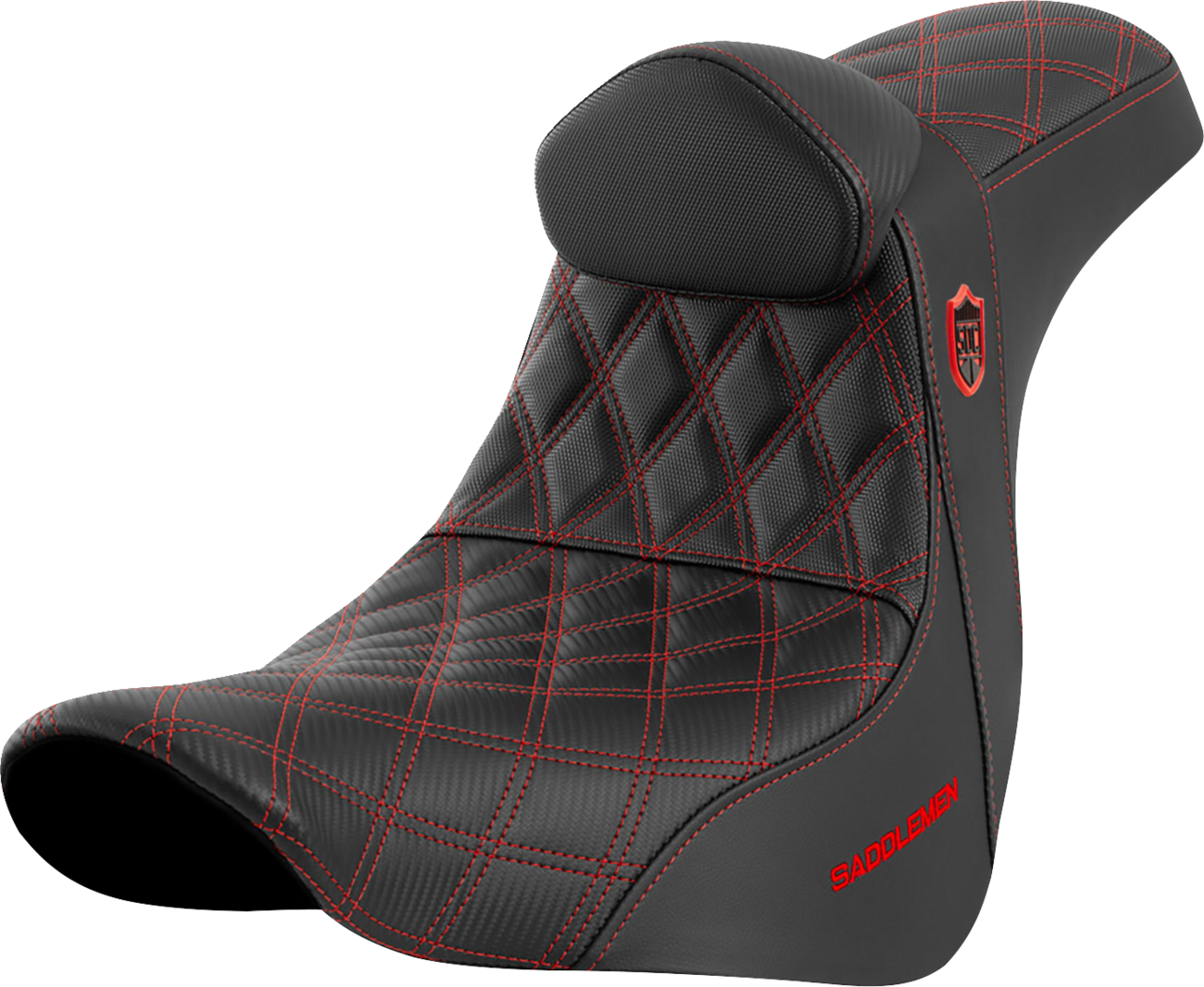 Saddlemen SDC Pro Series Red Lattice Seat & Backrest 2018-25 Harley Softail FXLR