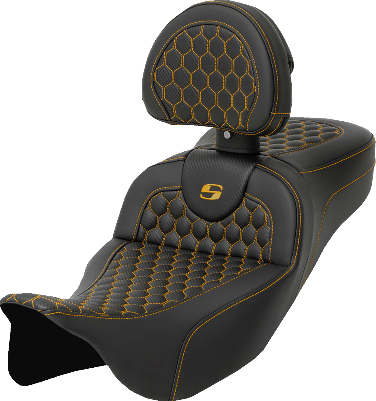 Saddlemen Roadsofa Gold Honeycomb Extended Seat w/ Backrest 08-24 Harley Touring