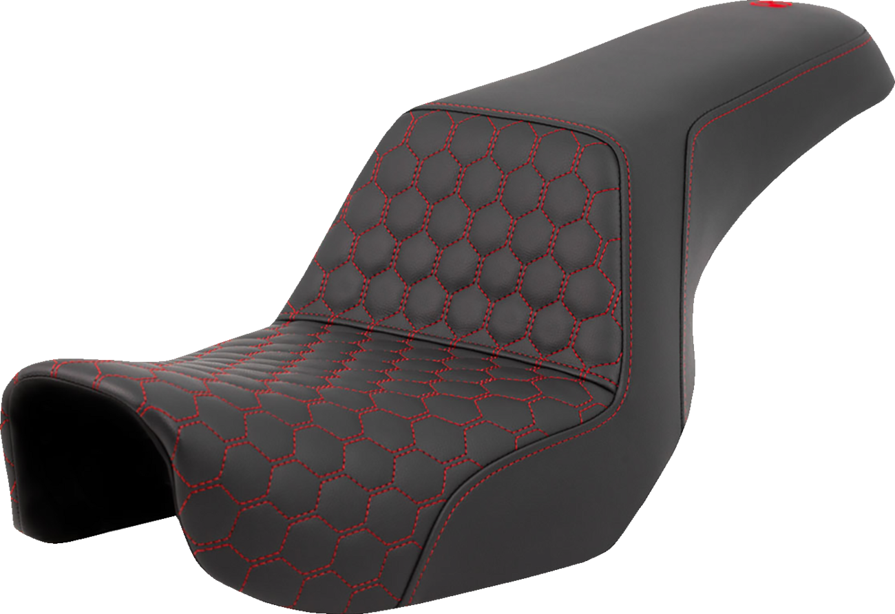 Saddlemen Step Up Red Honeycomb Stitch Seat fits 2006-2017 Harley Dyna FXD FLD