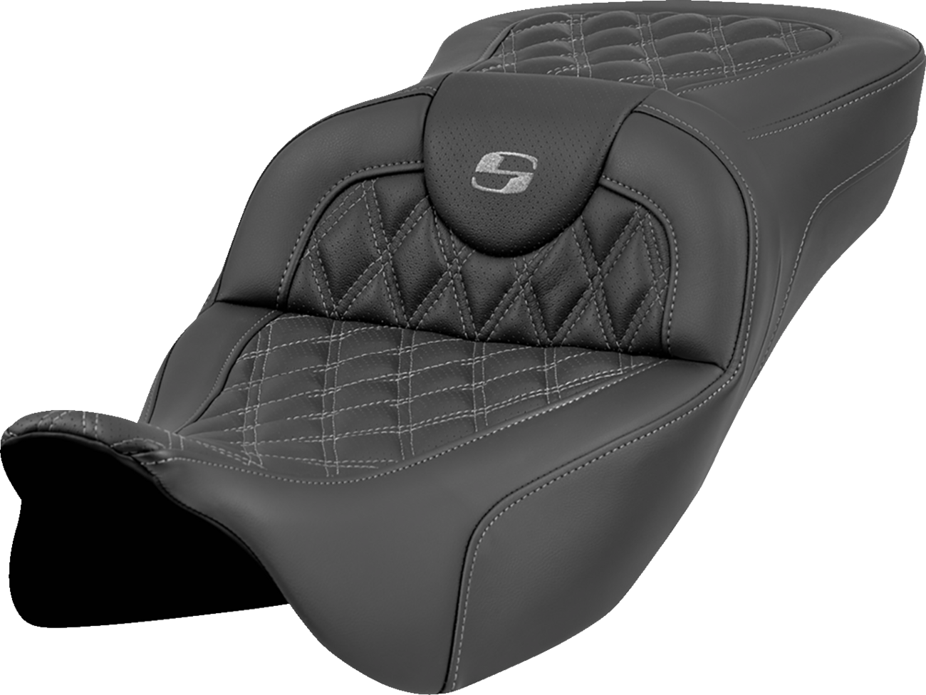 Saddlemen Roadsofa Gray Lattice Extended Gel Seat fits 2008-2025 Harley Touring