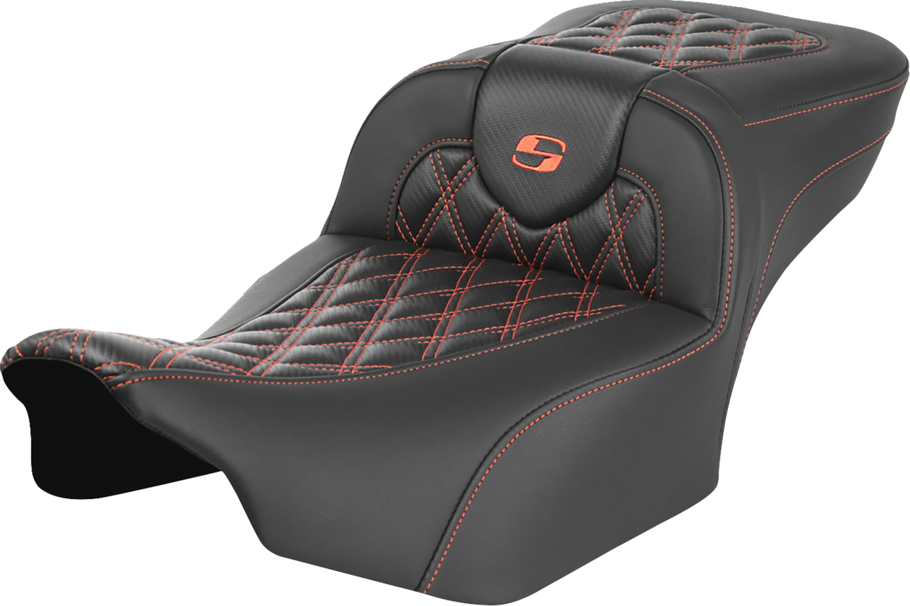 Saddlemen Roadsofa Orange Lattice Carbon Extended Seat for 23-25 Harley Touring