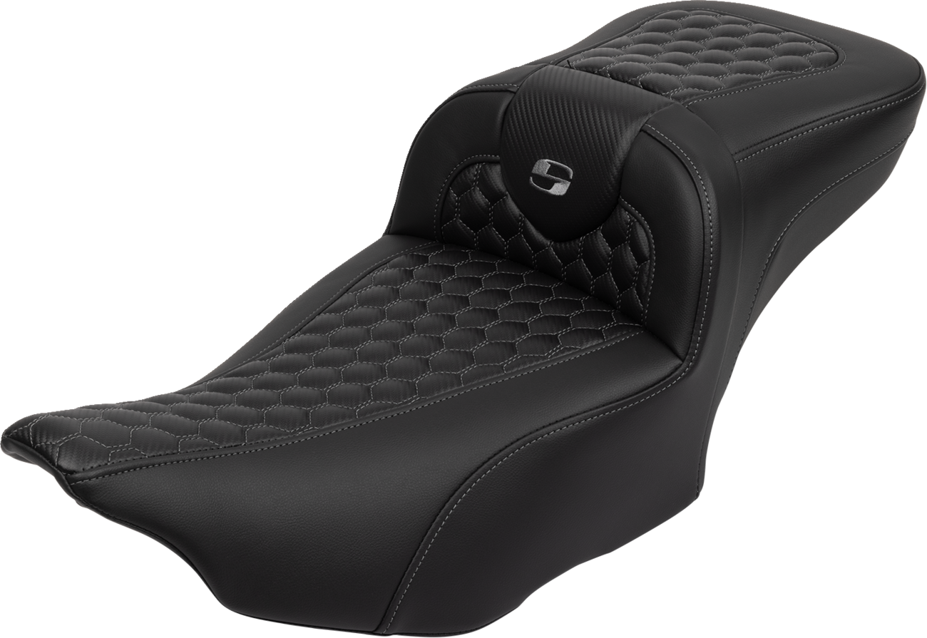 Saddlemen Roadsofa Dark Gray Honeycomb Extended Gel Seat 2023-25 Harley Touring
