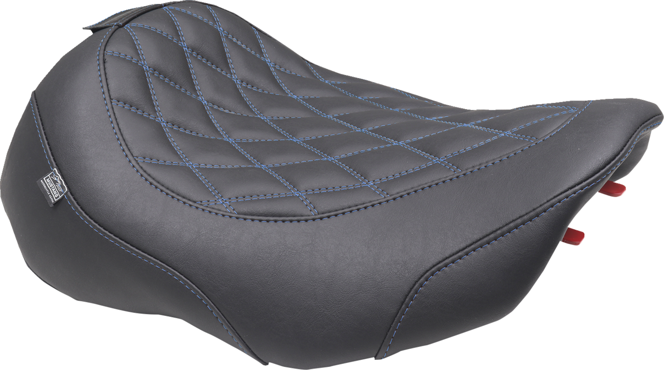 Mustang Wide Tripper Blue Diamond Solo Seat for 2023-25 Harley Road Street Glide