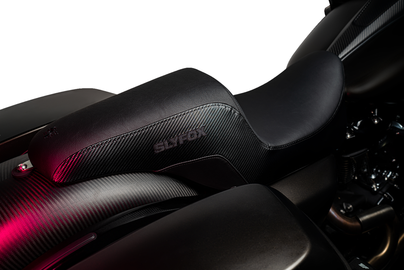 Slyfox Smooth Carbon Fiber Seat fits 2008-2024 Harley Touring FLHX FLTR FLHT