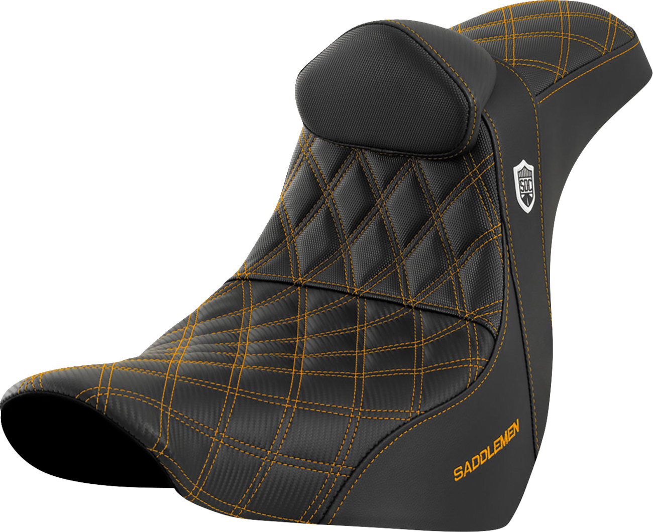 Saddlemen SDC Pro Series Gold Lattice Seat & Backrest 18-25 Harley Softail FXLR
