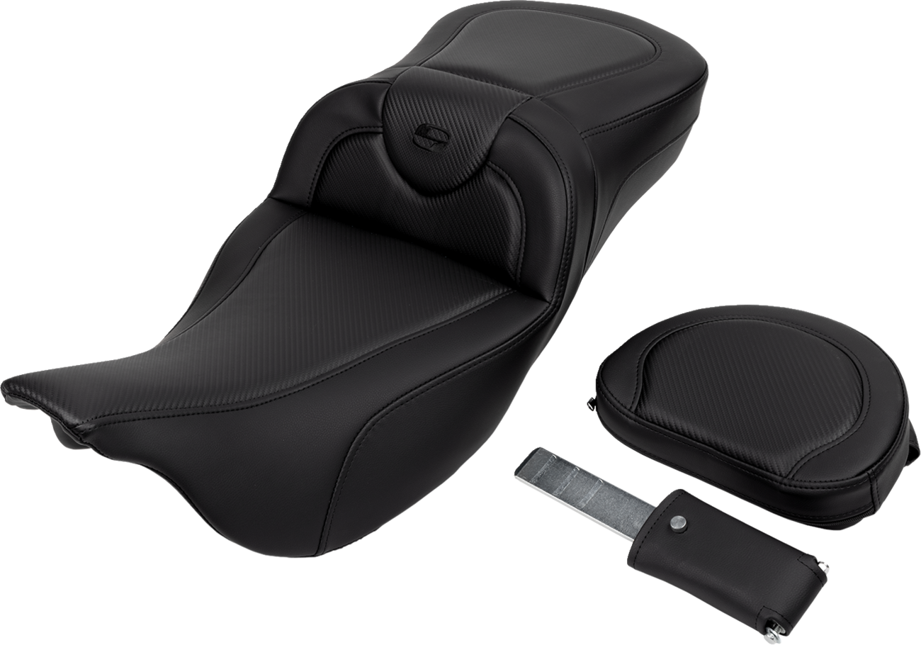 Saddlemen Roadsofa Carbon Fiber Extended Seat w/ Backrest 2008-24 Harley Touring