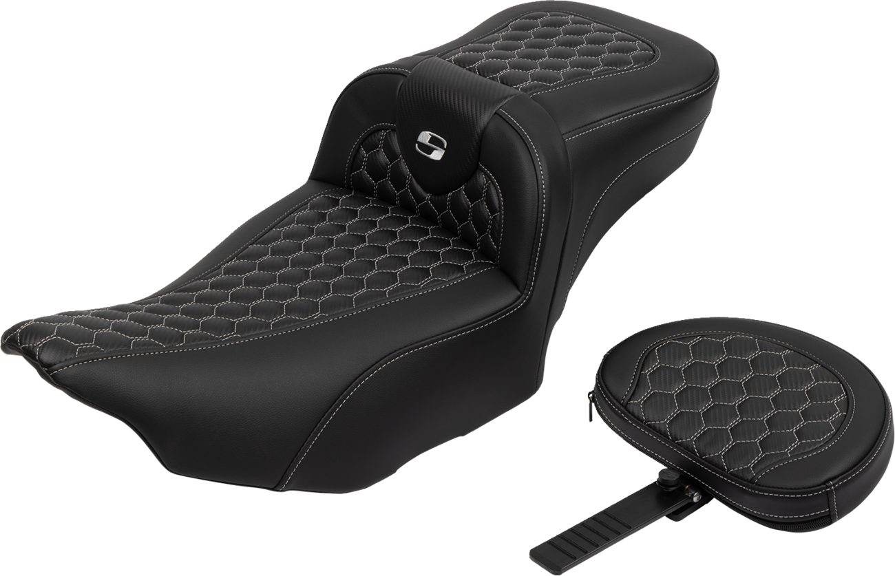 Saddlemen Roadsofa Silver Honeycomb Extended Seat Backrest 23-25 Harley Touring