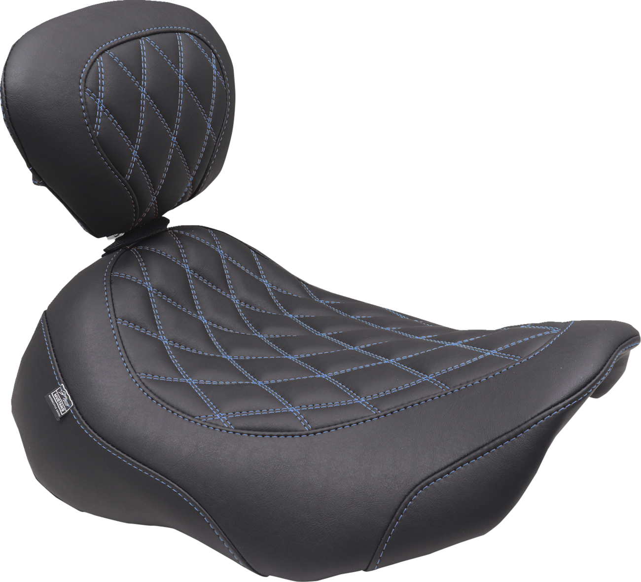 Mustang Wide Tripper Blue Diamond Solo Seat for 2023-25 Harley Road Street Glide
