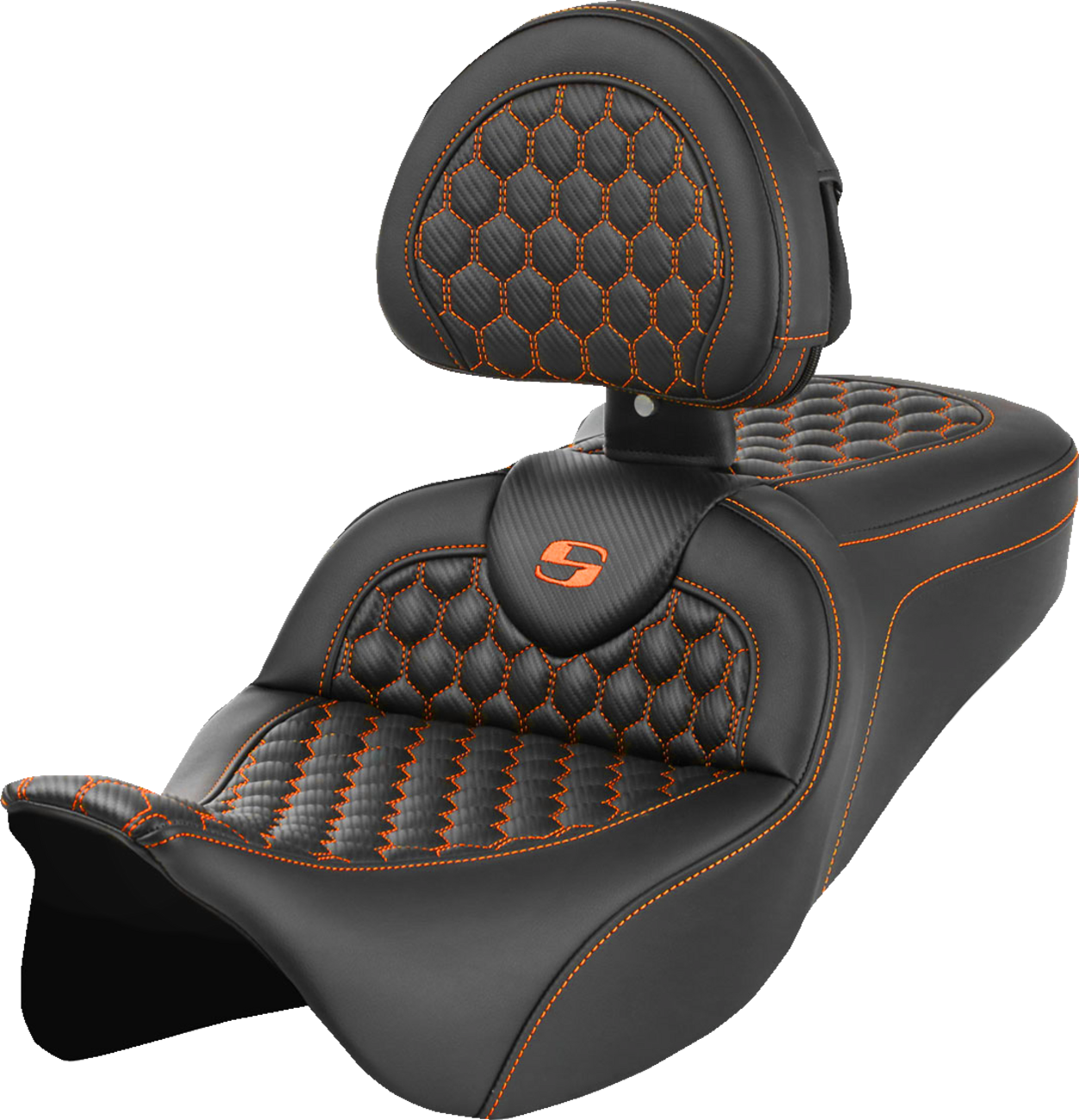 Saddlemen Roadsofa Orange Honeycomb Gel Seat & Backrest 2008-2025 Harley Touring