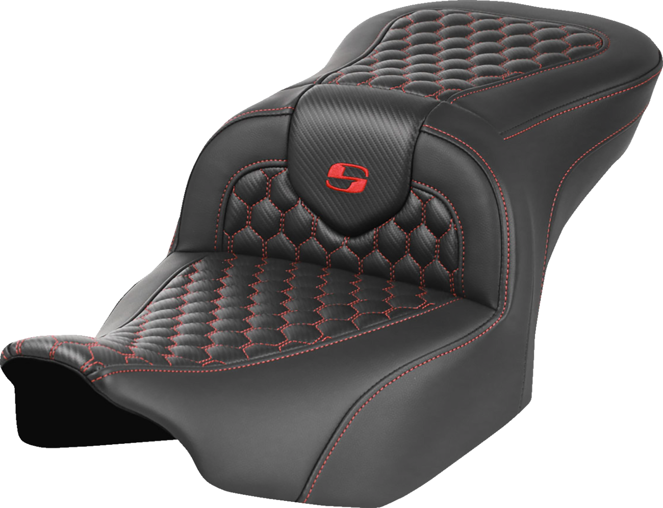Saddlemen Roadsofa Red Honeycomb Stitch Gel Seat for 2023-2025 Harley Touring
