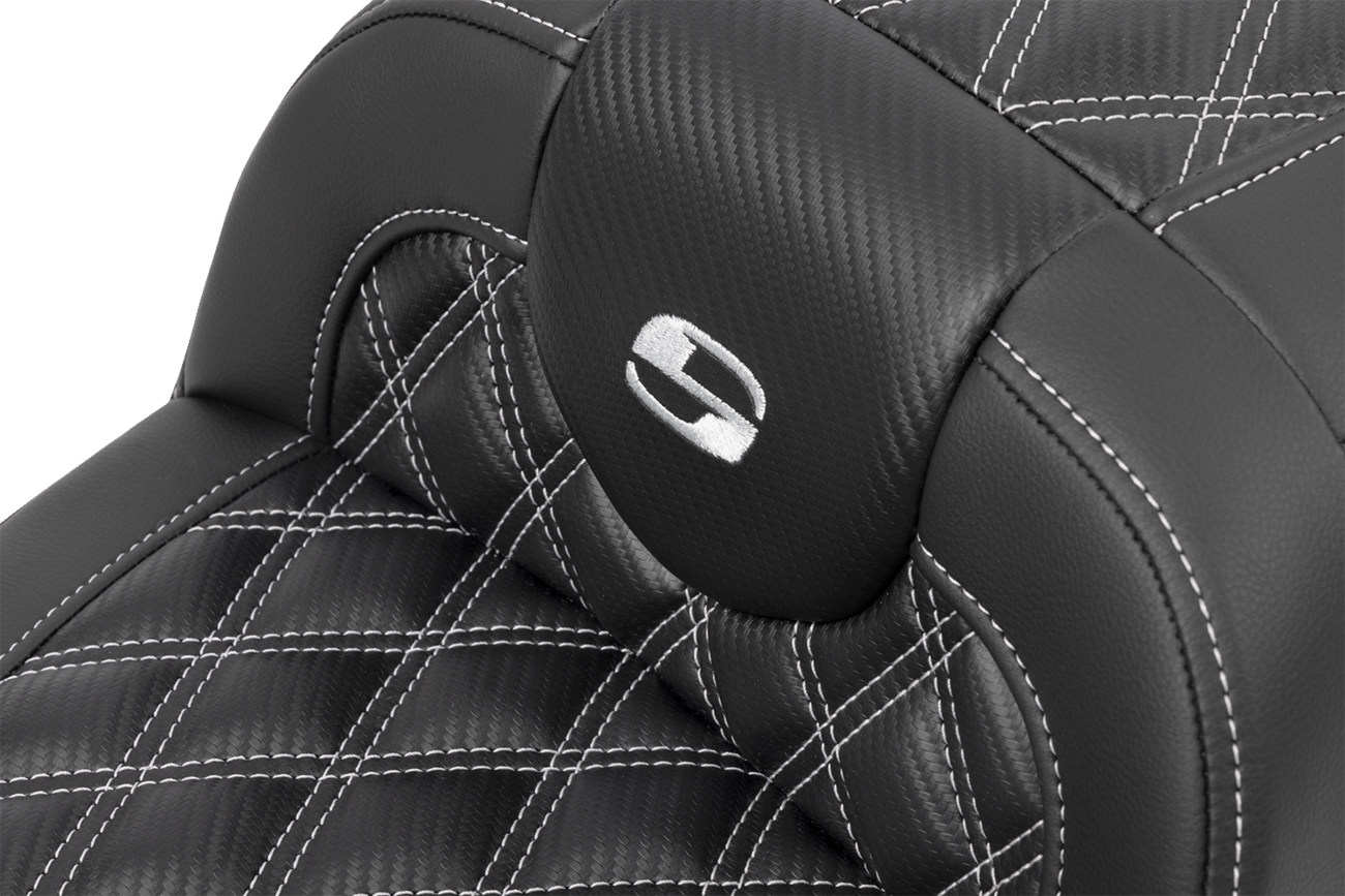 Saddlemen Roadsofa Carbon Fiber Silver Lattice Gel Seat 2023-2025 Harley Touring