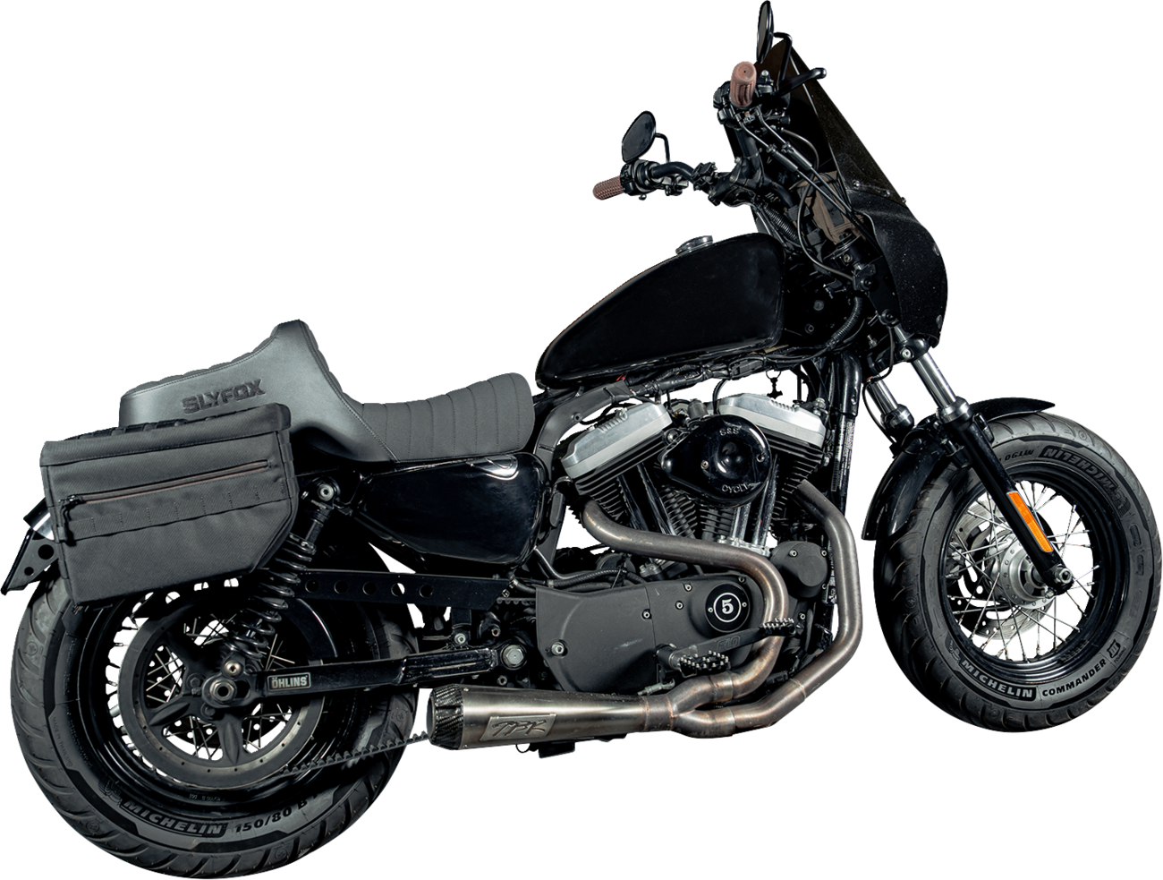 Slyfox Highnoon Black Classic Stitch 2 Up Seat for 2004-2022 Harley Sportster