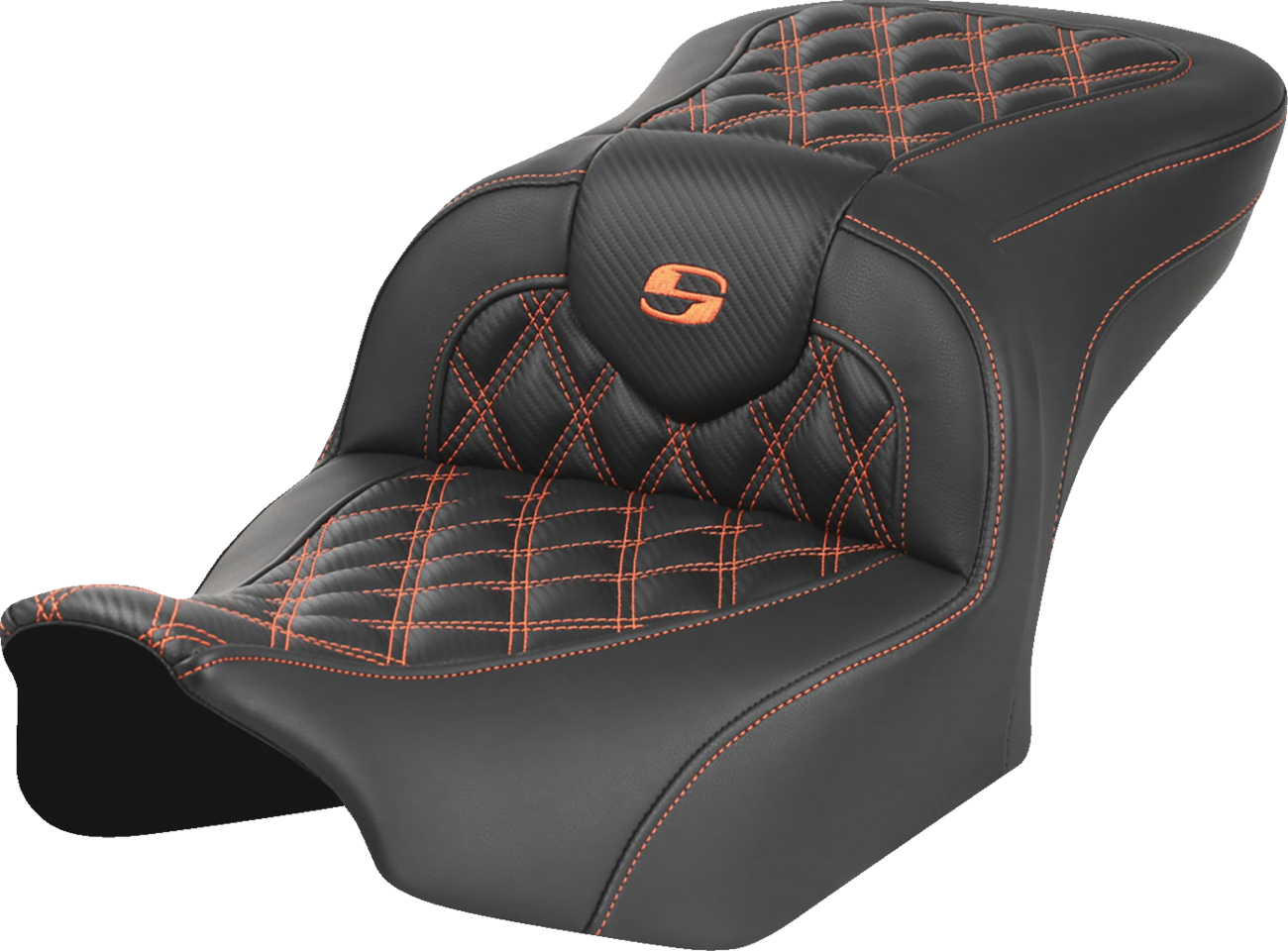Saddlemen Roadsofa Carbon Fiber Orange Lattice Gel Seat 2023-2025 Harley Touring
