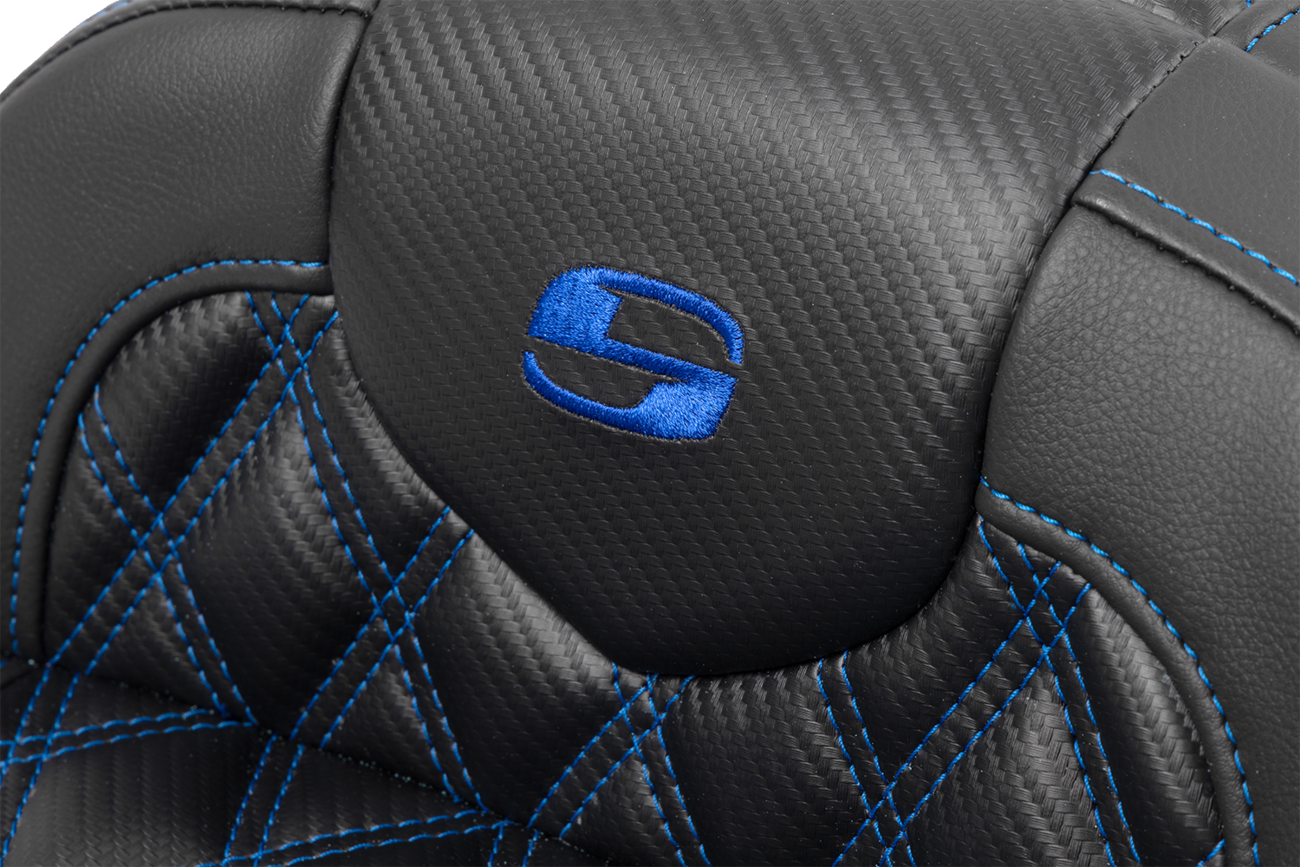 Saddlemen Roadsofa Carbon Fiber Blue Lattice Gel Seat 2023-2025 Harley Touring