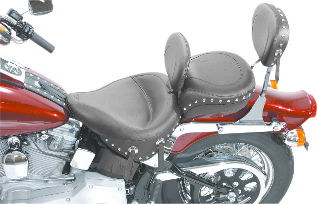 Mustang Wide Solo Seat with Backrest for 2000-2006 Harley Softail FLST FXST