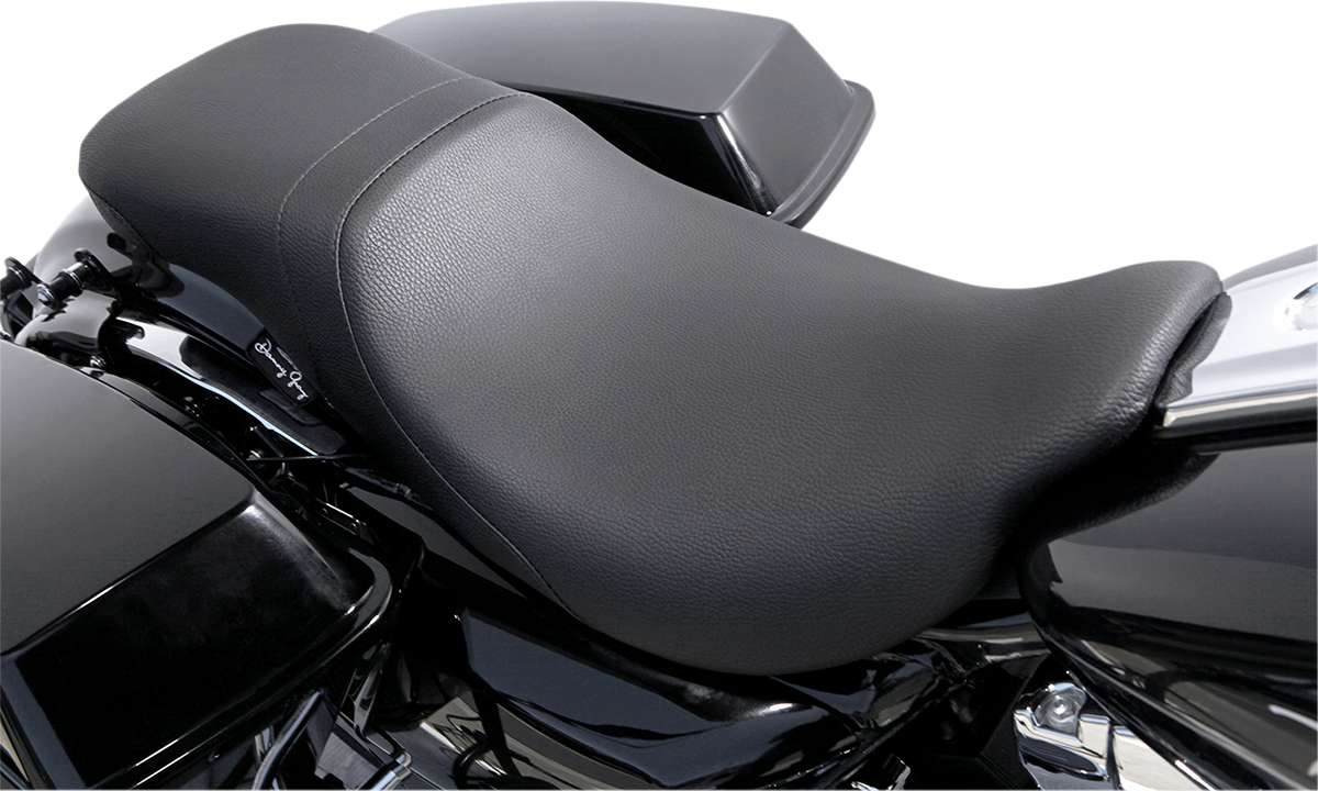 Danny Gray Black Vinyl LowIST Seat fits 2008-2022 Harley Touring FLHR FLHX FLHTC