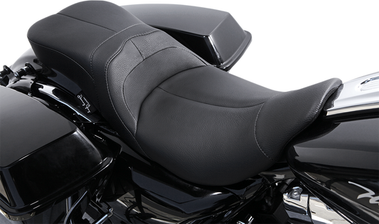 Danny Gray Leather Black LowIST 2up Seat 2008-2022 Harley Touring FLHX FLHR FLTR