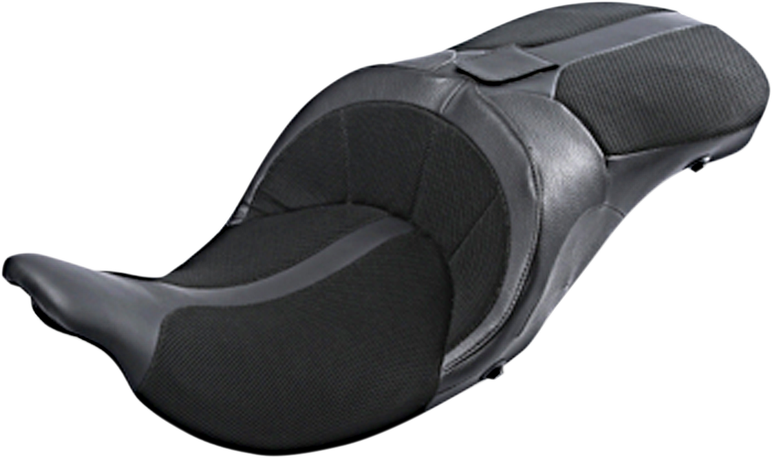 Danny Gray Tourist Air Black Textile 2up Seat 2008-2022 Harley Touring Bagger