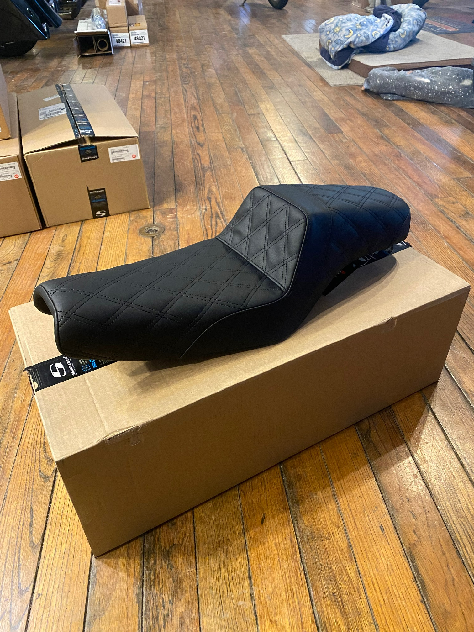 Saddlemen Black Step-Up Lattice Stitch Seat fits 2004-2022 Harley Sportster XL