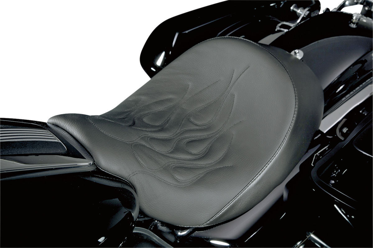 Danny Gray Black Speedcradle Flame Solo Seat fits 2008-2024 Harley Touring