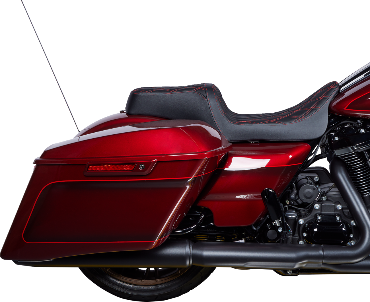 Drag Specialties Predator Red Diamond Seat fits 2008-2024 Harley Touring FLHX