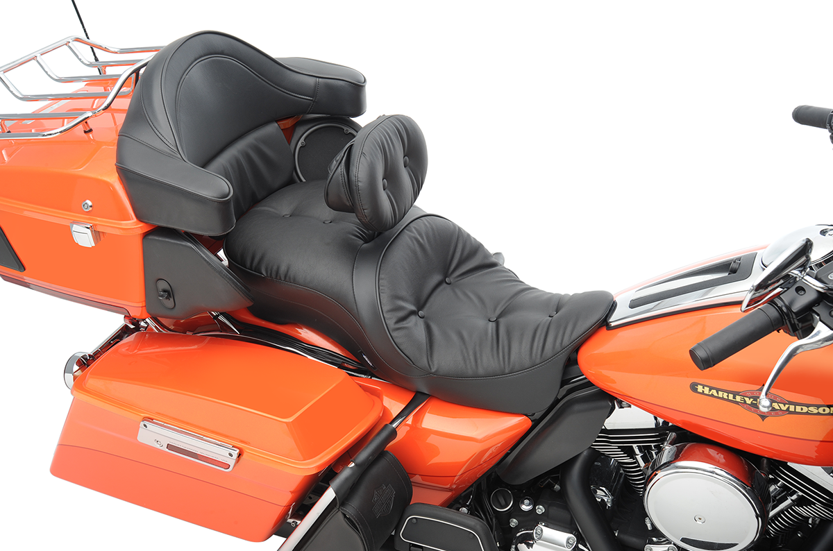 Drag Specialties Leather 2-Up Pillow Seat fits 2009-24 Harley Touring Road Glide