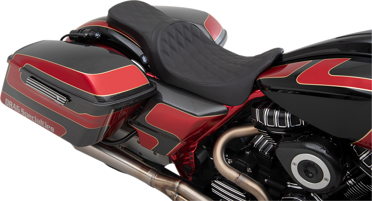 Drag Specialties Predator Solar Leather Diamond Seat fits 2008-24 Harley Touring